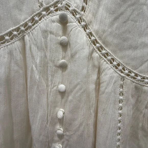 NWT. Lost & Wander Boho Long Lace Sleeve White Mini Dress. Size Medium - Picture 7 of 16